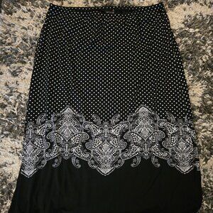 🖤 NWT Laura Plus Petites Polka Dot Paisley Maxi Skirt 2X